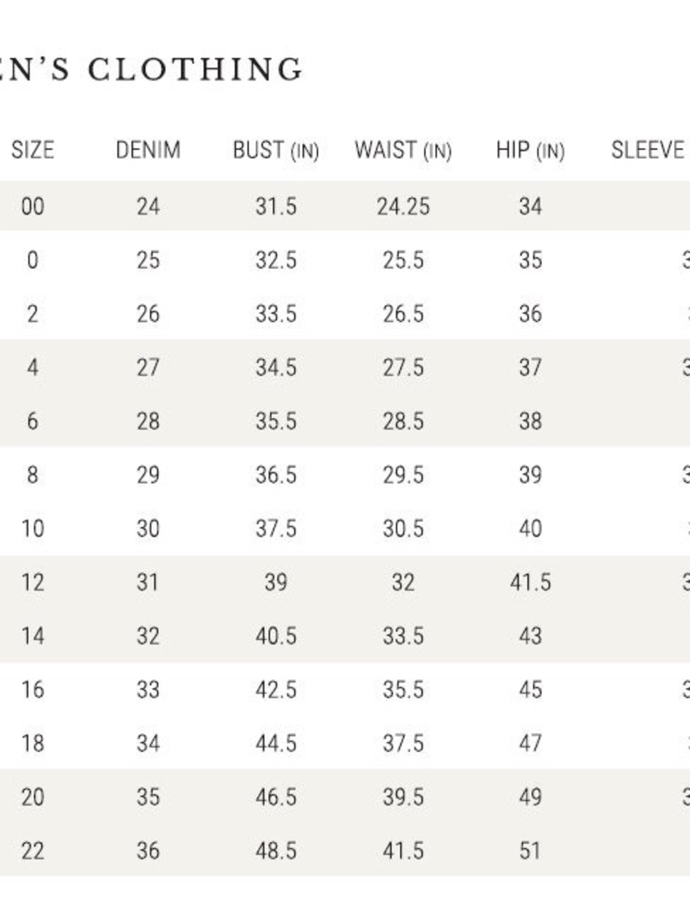 Spell White Size Chart - Picture 5 of 9